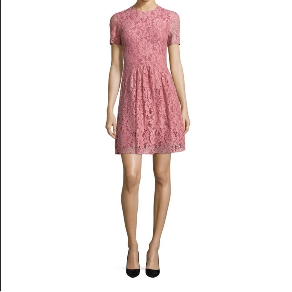 Burberry Christy Pink Lace Fit & Flare Dress, 100% Authentic, size 14